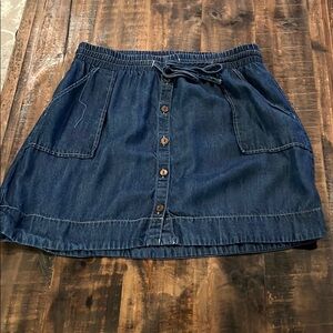 Denim skirt with draw string and elastic waist